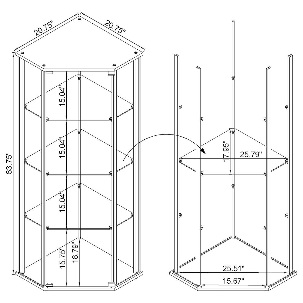 Zenobia 4-shelf Curio Cabinet Display Case Black. Picture 5