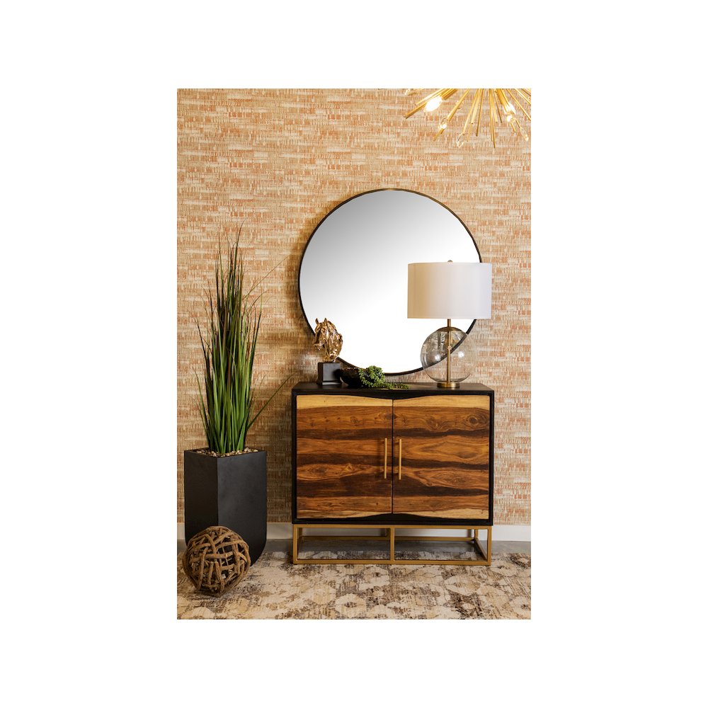 Zara 2-door 40" Wood Accent Storage Cabinet Black Walnut. Picture 7