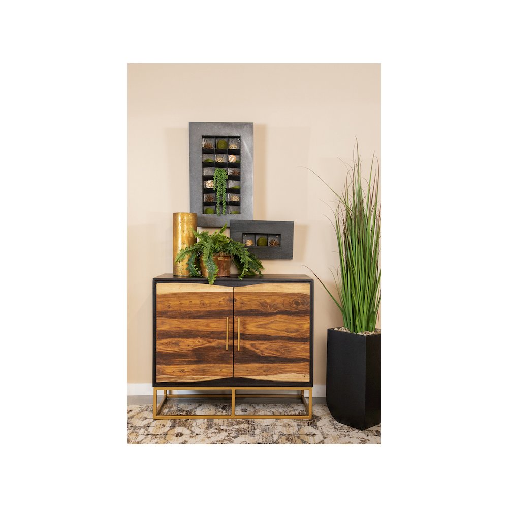 Zara 2-door 40" Wood Accent Storage Cabinet Black Walnut. Picture 5