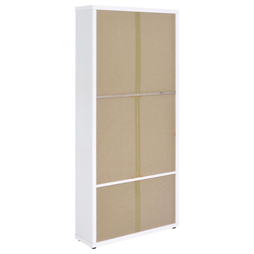 Hawthorne 4-shelf Glass Door Tall Cabinet with Drawers White. Picture 7
