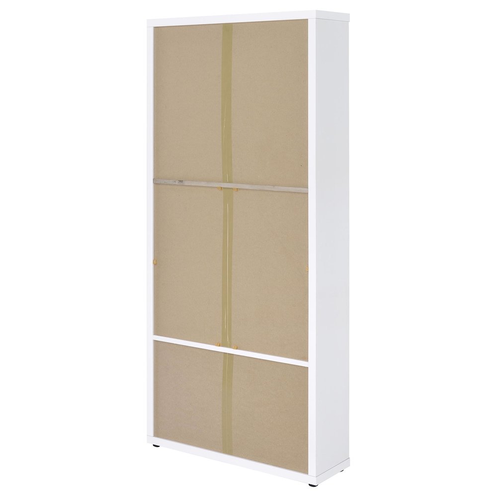 Hawthorne 4-shelf Glass Door Tall Cabinet with Drawers White. Picture 8