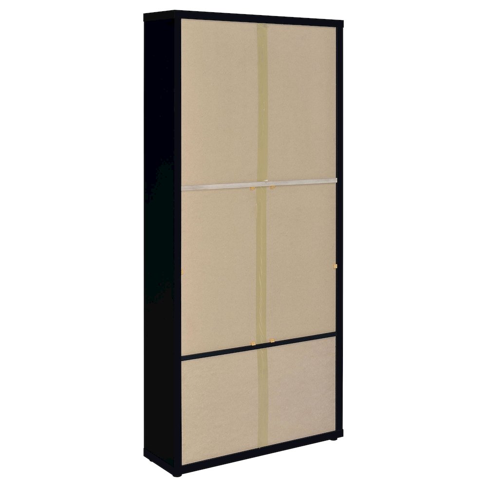 Hawthorne 4-shelf Glass Door Cabinet with Drawers Black. Picture 7