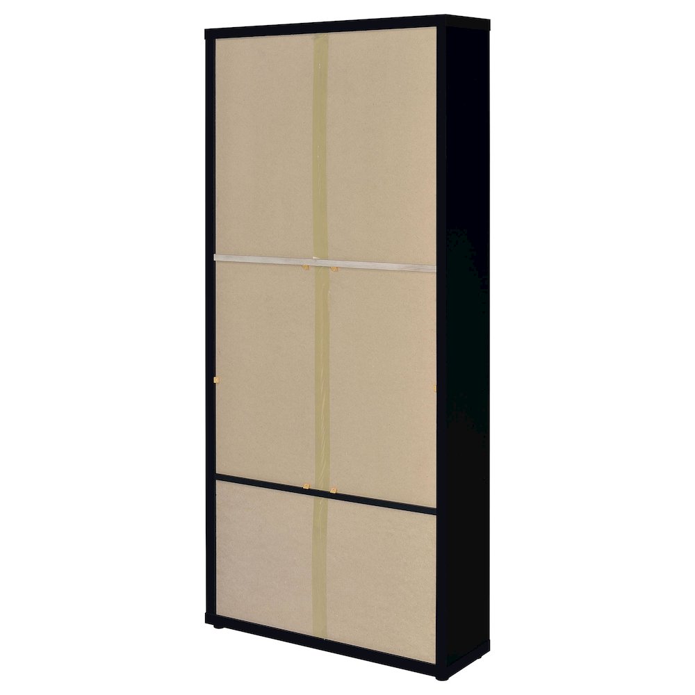 Hawthorne 4-shelf Glass Door Cabinet with Drawers Black. Picture 8