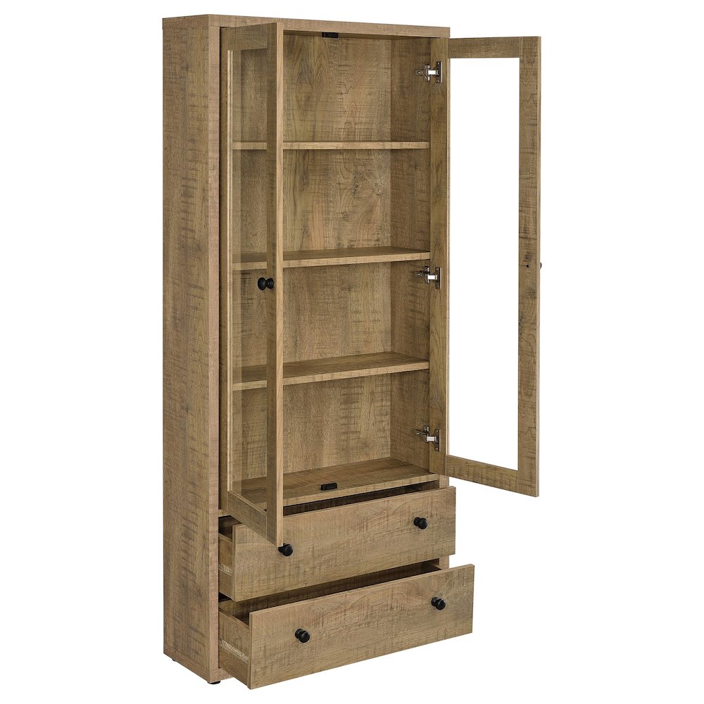 Hawthorne 4-shelf Glass Door Tall Cabinet with Drawers Mango. Picture 3