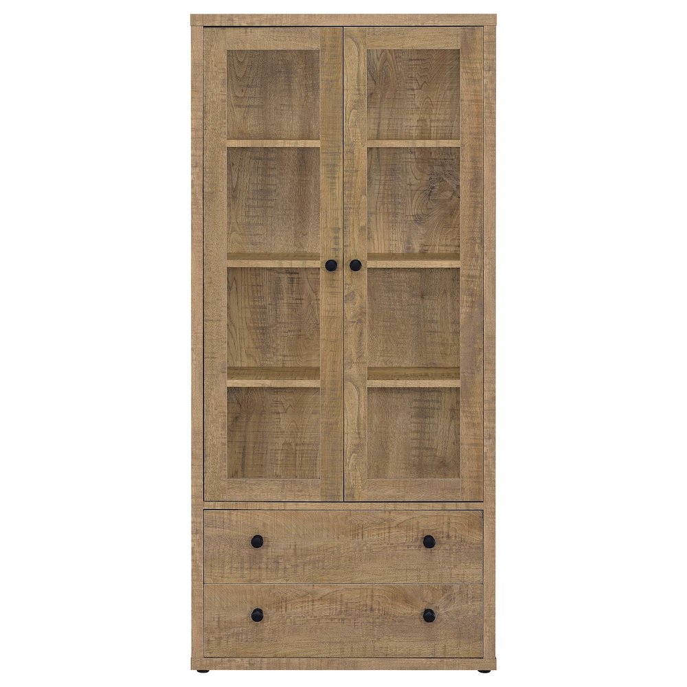 Hawthorne 4-shelf Glass Door Tall Cabinet with Drawers Mango. Picture 4