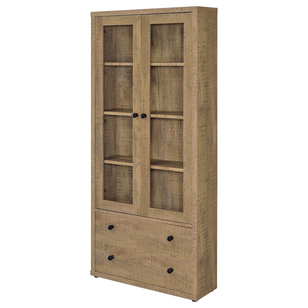 Hawthorne 4-shelf Glass Door Tall Cabinet with Drawers Mango. Picture 5