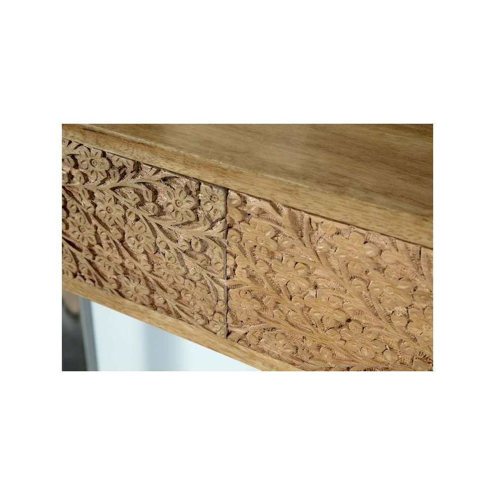 Draco 2-drawer Console Table Hand Carved Details Natural. Picture 11