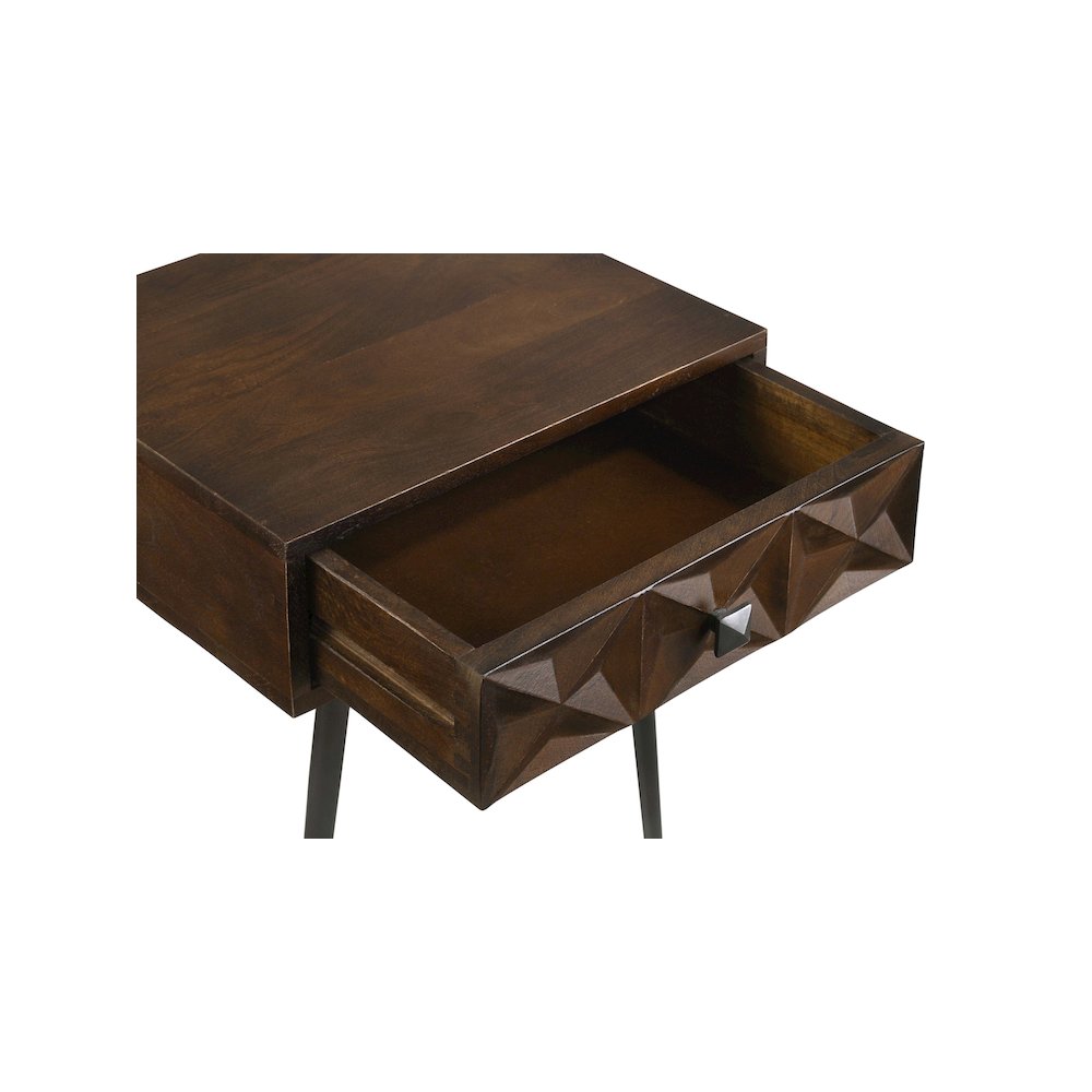 Ezra 1-drawer Rectangular Accent Side Table Coffee Brown. Picture 12