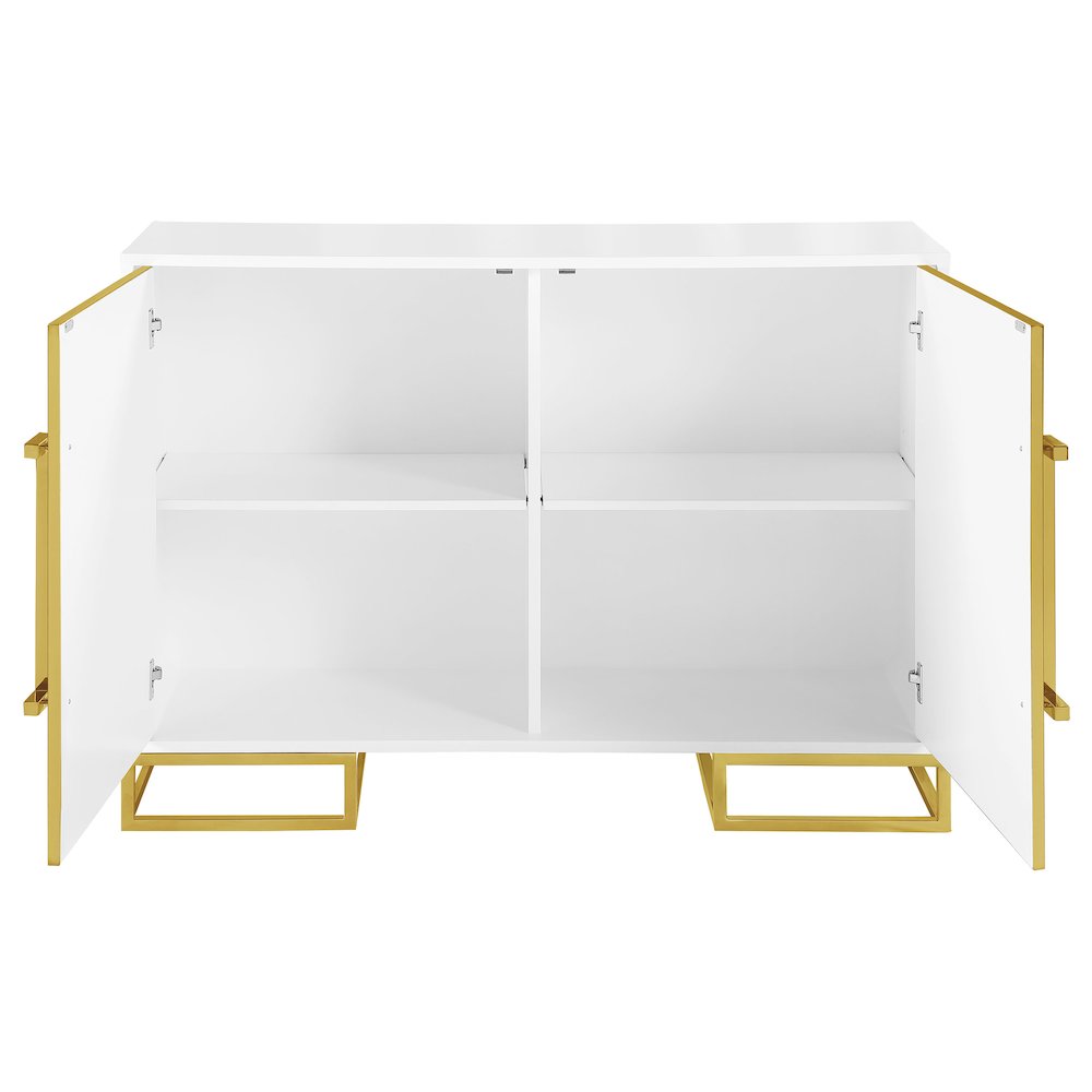 Elsa 2-door Wood Storage Accent Cabinet White and Gold. Picture 4