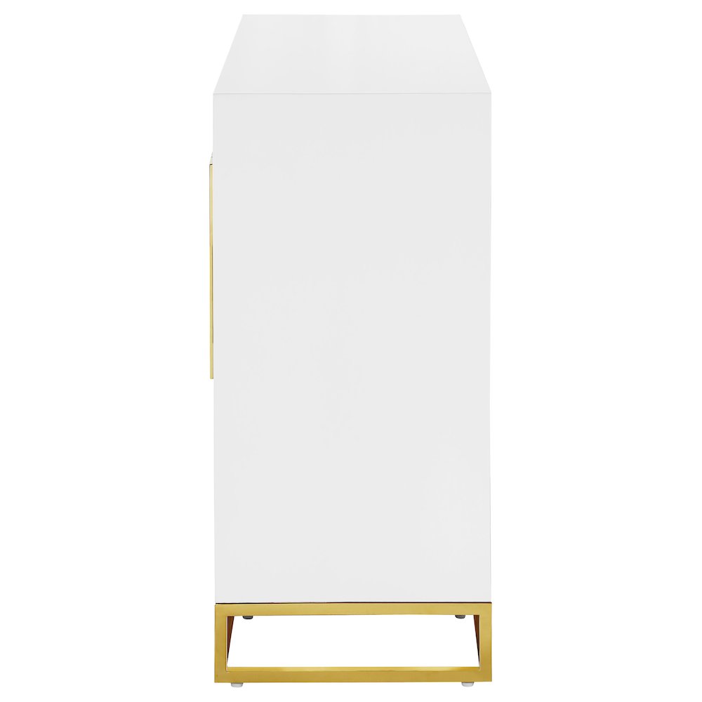 Elsa 2-door Wood Storage Accent Cabinet White and Gold. Picture 6