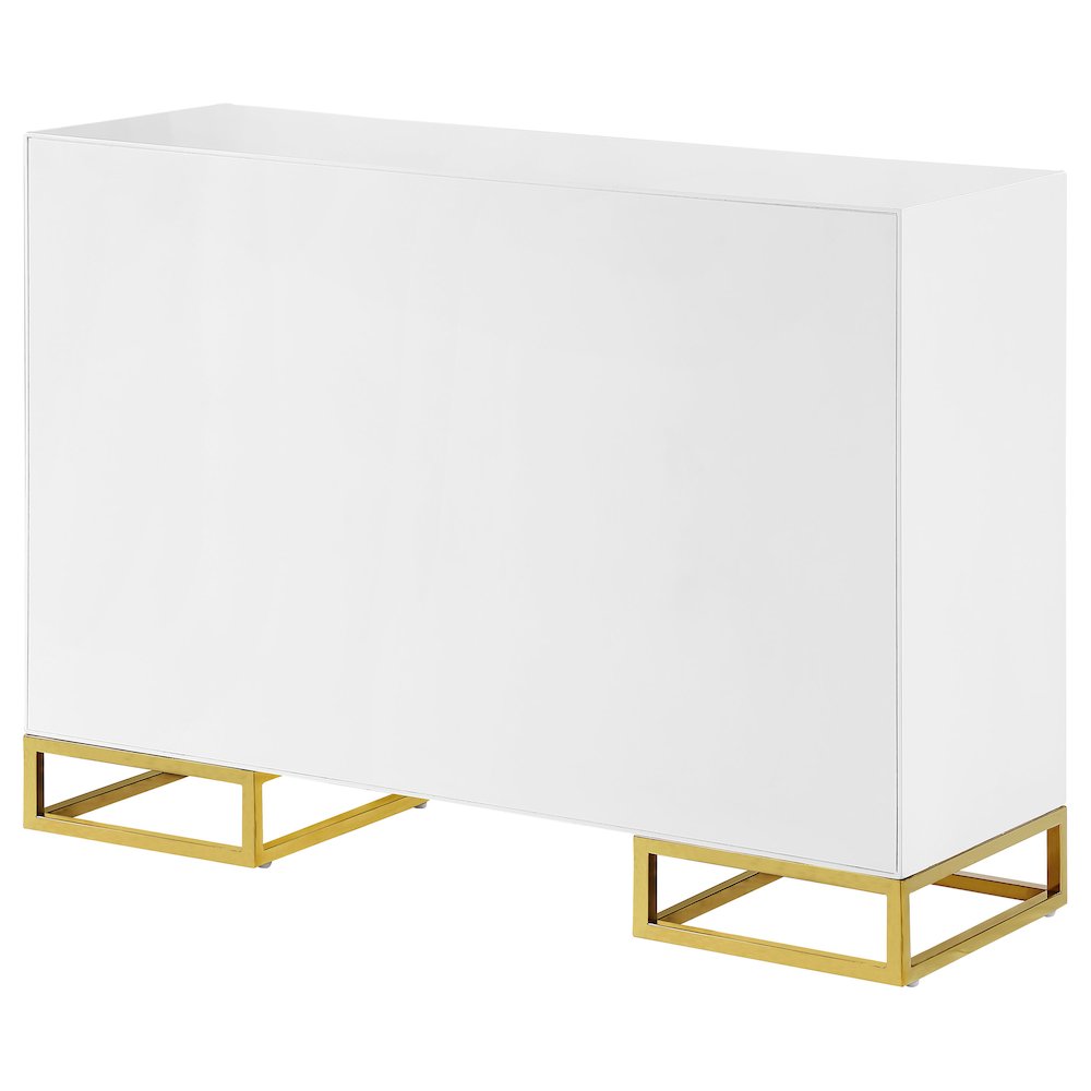 Elsa 2-door Wood Storage Accent Cabinet White and Gold. Picture 9