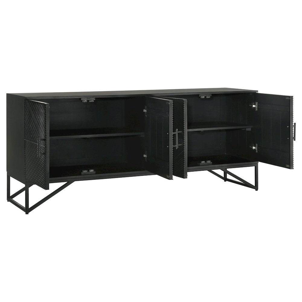 Riddell 4-door Wood Reeding Accent Cabinet Matte Black. Picture 3