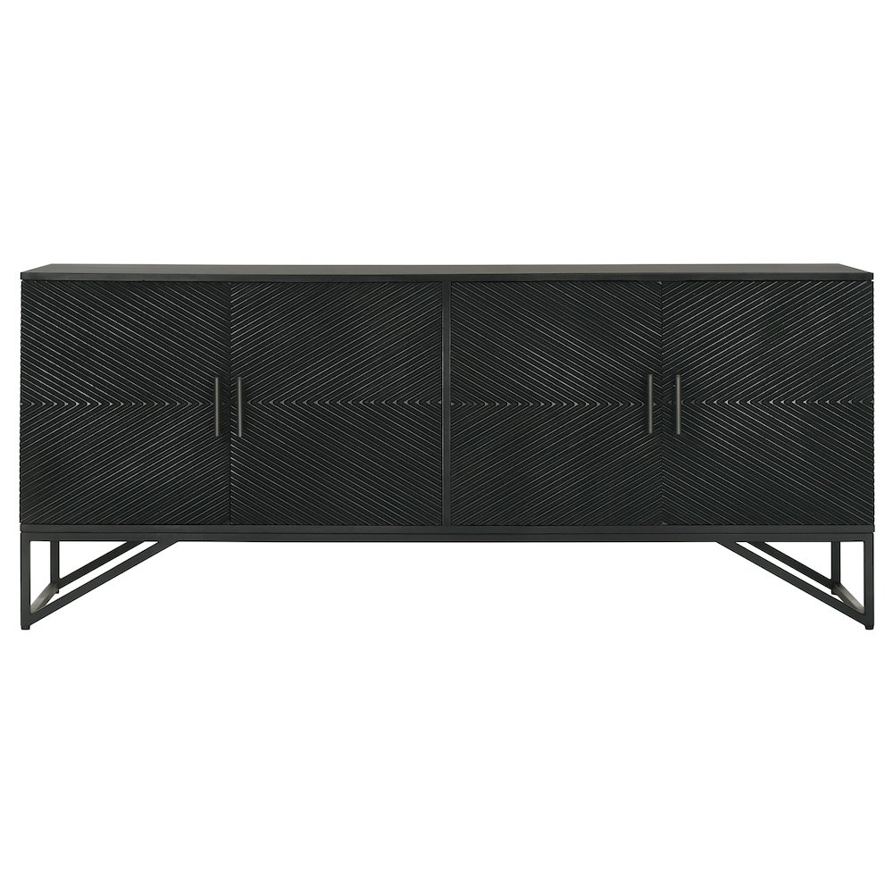 Riddell 4-door Wood Reeding Accent Cabinet Matte Black. Picture 4