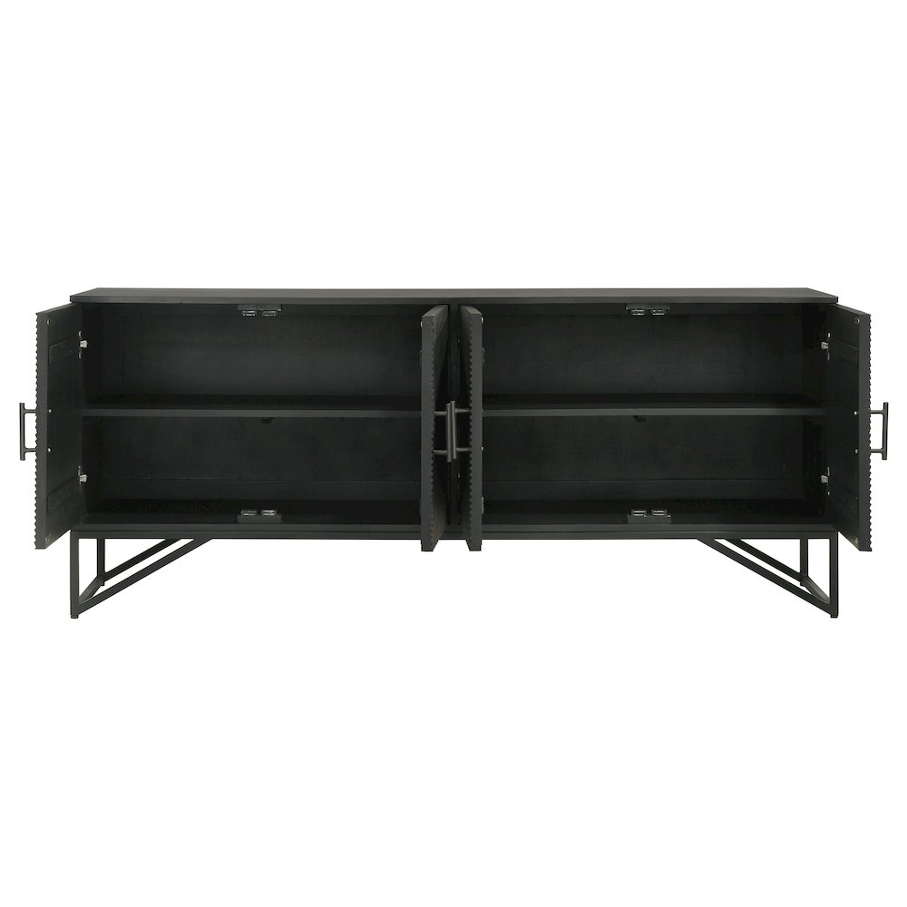 Riddell 4-door Wood Reeding Accent Cabinet Matte Black. Picture 5