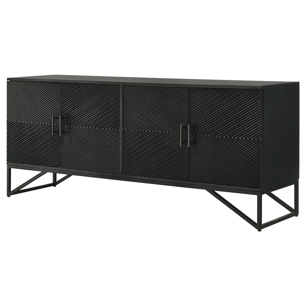 Riddell 4-door Wood Reeding Accent Cabinet Matte Black. Picture 6