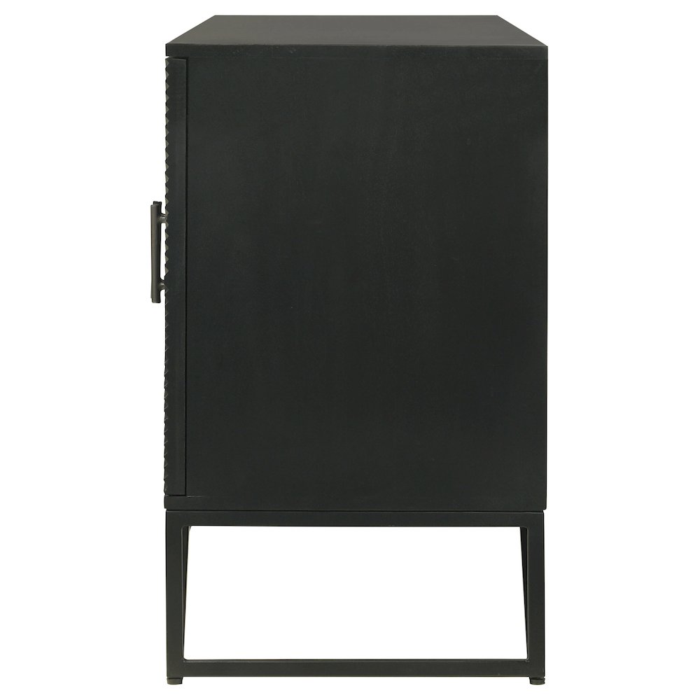 Riddell 4-door Wood Reeding Accent Cabinet Matte Black. Picture 7