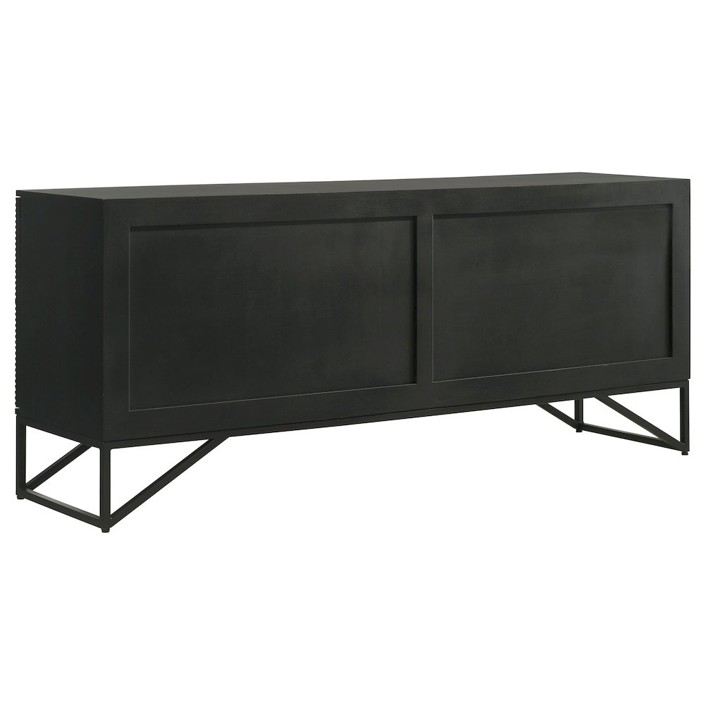 Riddell 4-door Wood Reeding Accent Cabinet Matte Black. Picture 8