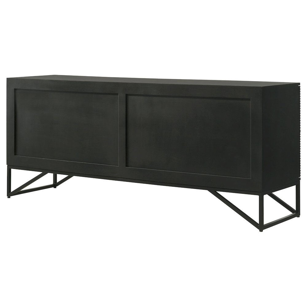 Riddell 4-door Wood Reeding Accent Cabinet Matte Black. Picture 9