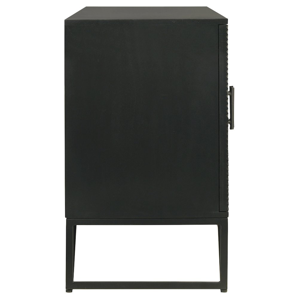 Riddell 4-door Wood Reeding Accent Cabinet Matte Black. Picture 10