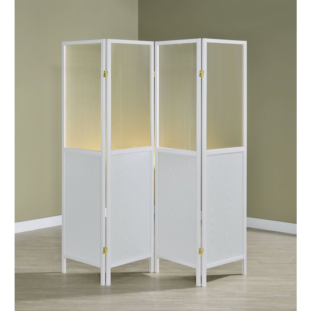 Mattison 4-Panel Room Divider Folding Shoji Screen White. Picture 5