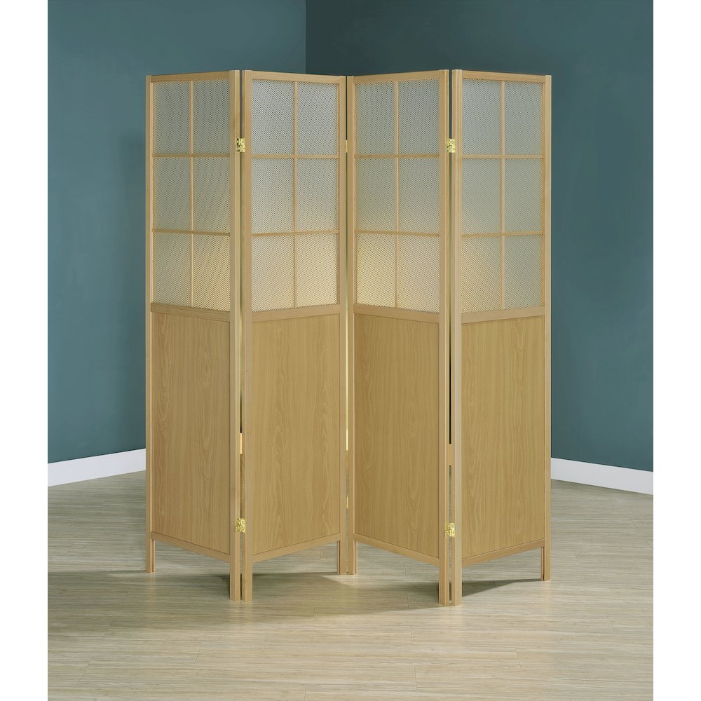 Edwards 4-Panel Room Divider Folding Shoji Screen Natural. Picture 6