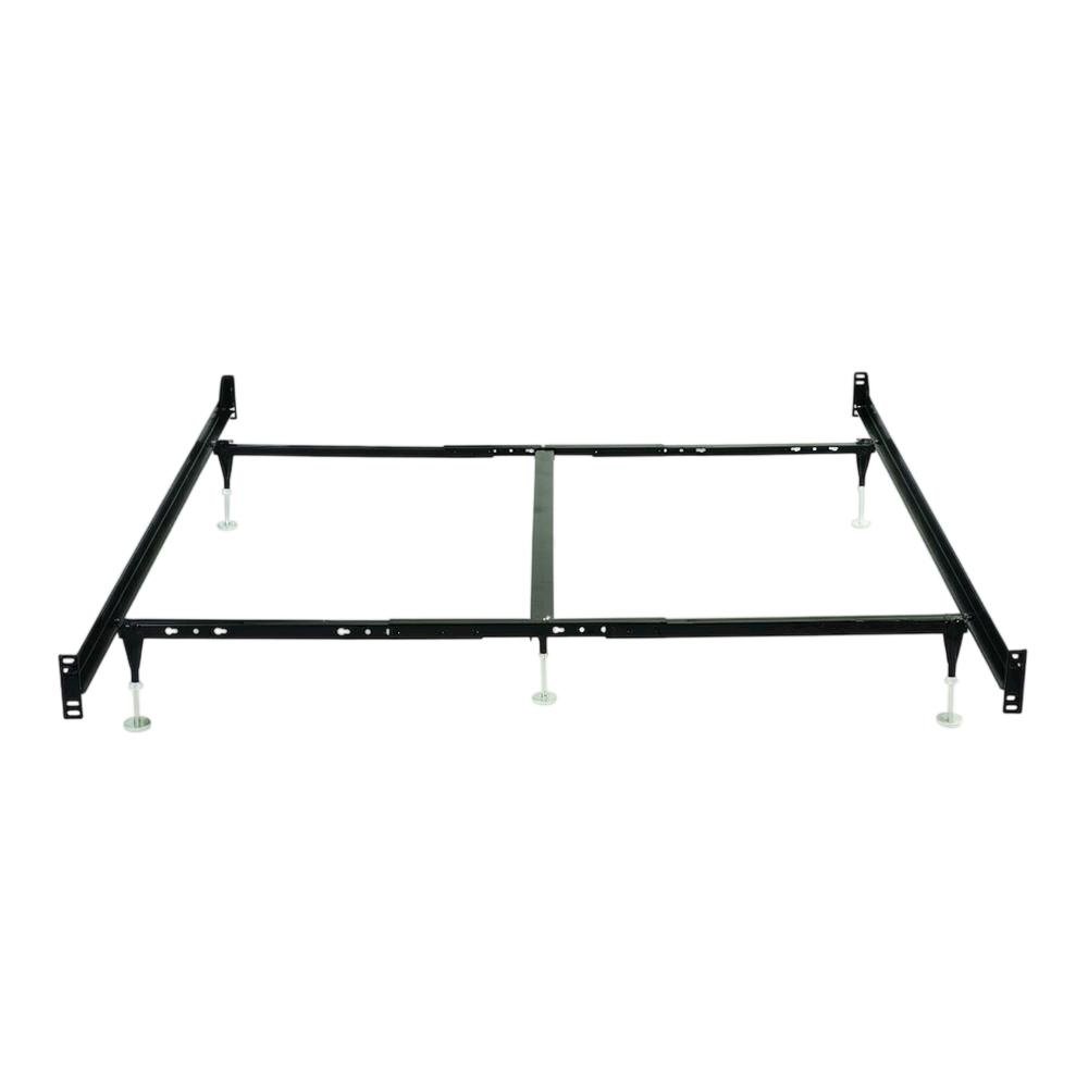 Metal Bed Frame with Headboard and Footboard, Adjustable Queen King, Black. Picture 1