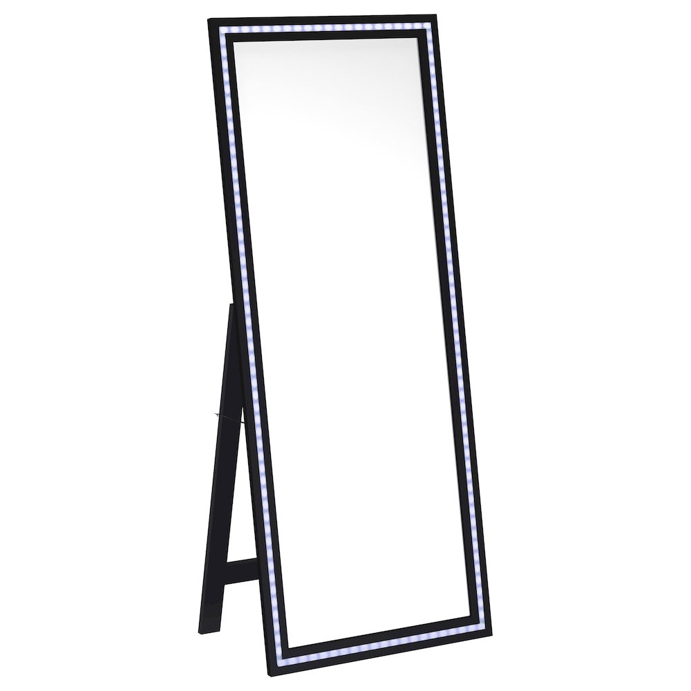 Windrose 28 x 67 Inch Tempered LED Standing Mirror Black. Picture 3