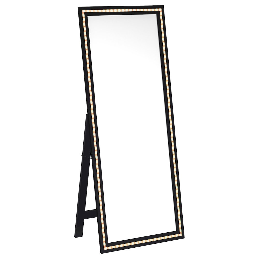 Windrose 28 x 67 Inch Tempered LED Standing Mirror Black. Picture 4