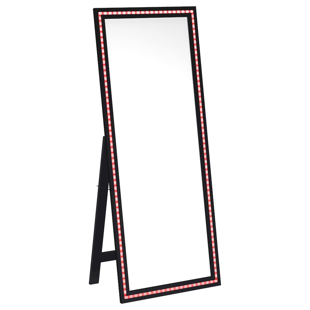 Windrose 28 x 67 Inch Tempered LED Standing Mirror Black. Picture 5