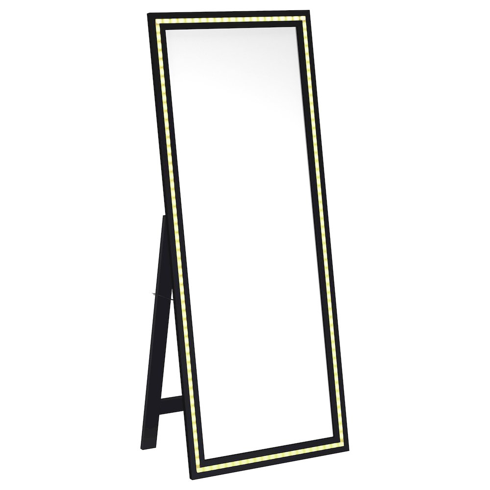 Windrose 28 x 67 Inch Tempered LED Standing Mirror Black. Picture 6