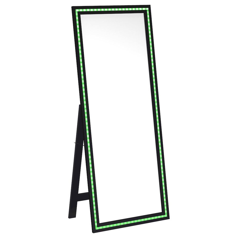 Windrose 28 x 67 Inch Tempered LED Standing Mirror Black. Picture 7