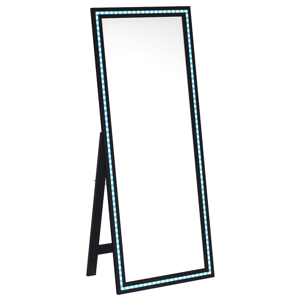 Windrose 28 x 67 Inch Tempered LED Standing Mirror Black. Picture 8