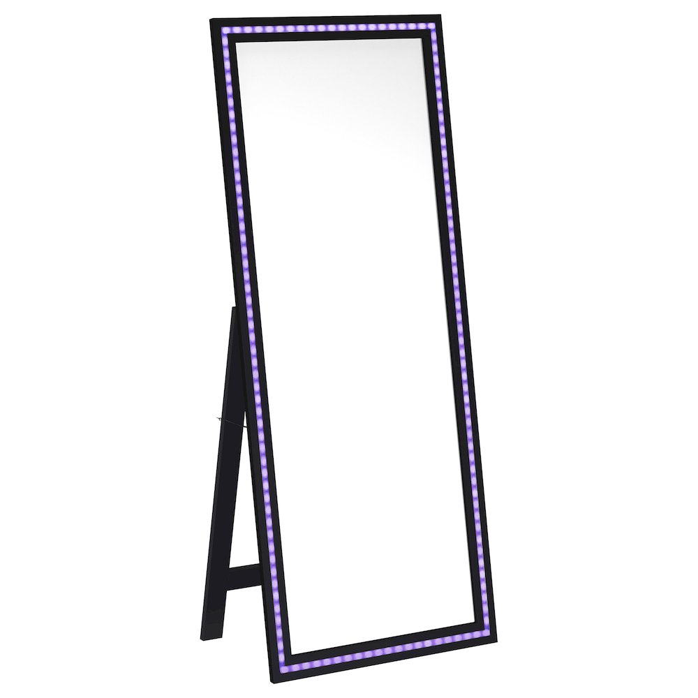 Windrose 28 x 67 Inch Tempered LED Standing Mirror Black. Picture 10