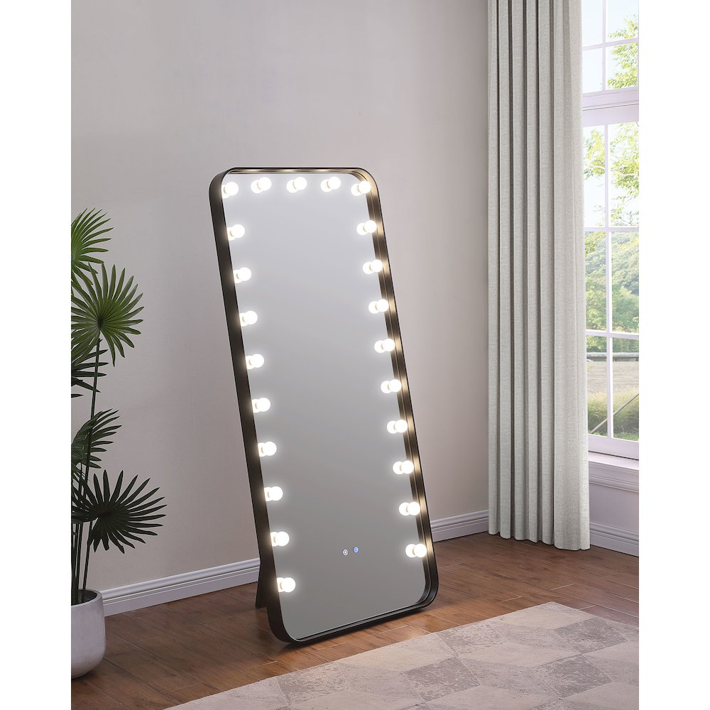 Canton 32 x 71 Inch LED Standing Mirror with Speakers Black. Picture 12