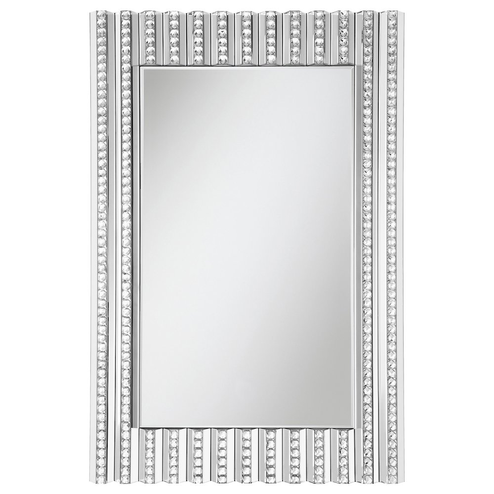 Aideen 32 x 47 Inch Acrylic Crystal Wall Mirror Silver. Picture 3