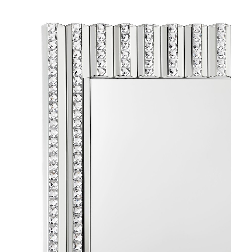 Aideen 32 x 47 Inch Acrylic Crystal Wall Mirror Silver. Picture 7