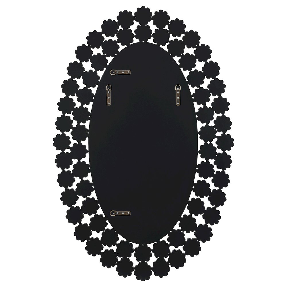 Colleen 31 x 47 Inch Oval Wall Mirror Crystal Flowers Silver. Picture 5