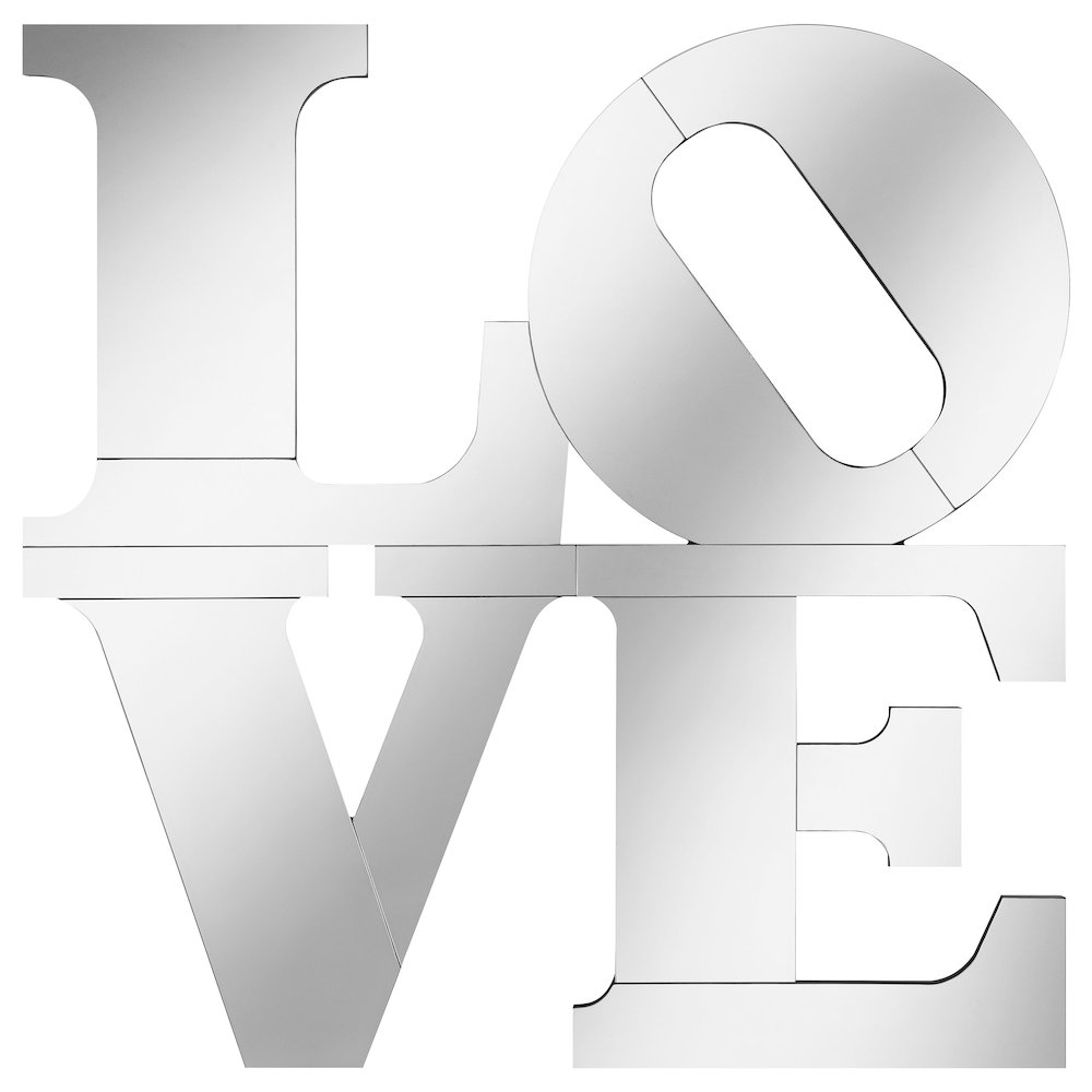 Keiran 40 x 40 Inch LOVE Lettered Wall Mirror Silver. Picture 3
