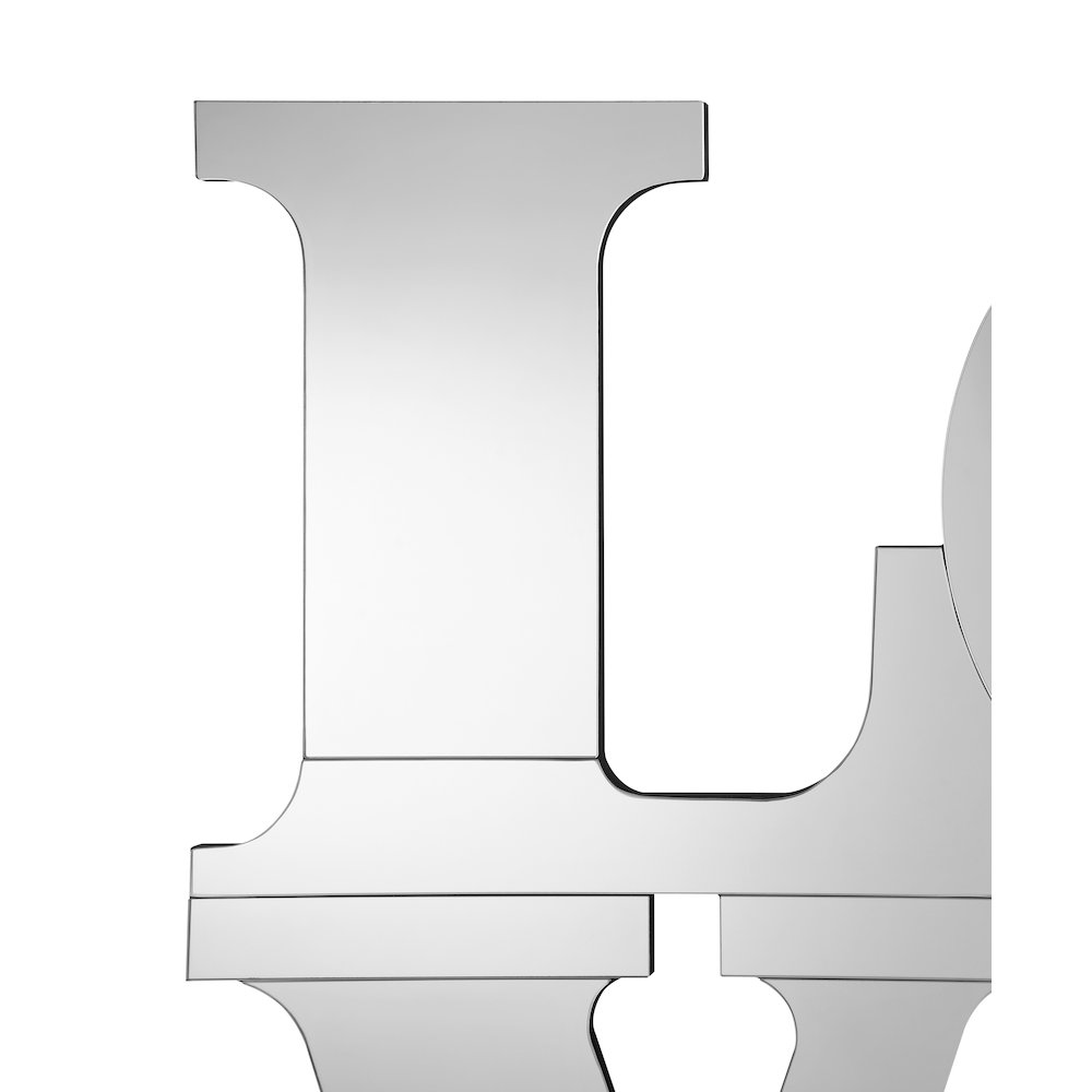 Keiran 40 x 40 Inch LOVE Lettered Wall Mirror Silver. Picture 5