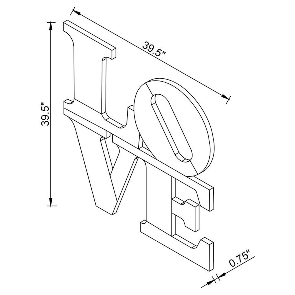 Keiran 40 x 40 Inch LOVE Lettered Wall Mirror Silver. Picture 8
