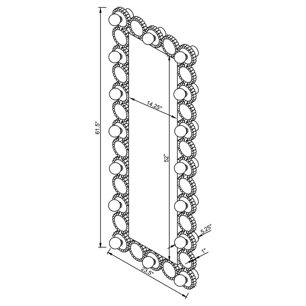 Aghes 24 x 62 Inch Wall Mirror with Lighting Silver. Picture 11