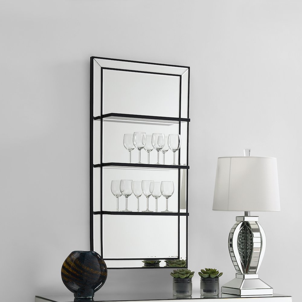 Oriel 24 x 47 Inch Rectangular 3-Shelf Wall Mirror Silver. Picture 5