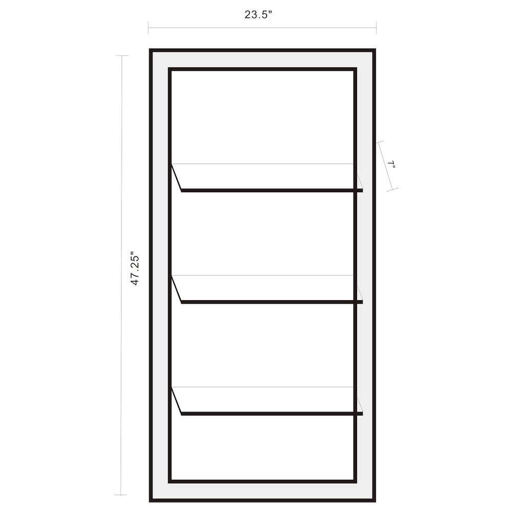 Oriel 24 x 47 Inch Rectangular 3-Shelf Wall Mirror Silver. Picture 9