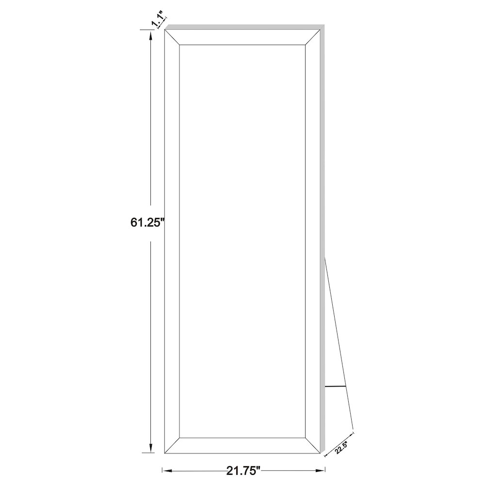 Soline 22 x 61 Inch Framed Standing Floor Mirror Silver. Picture 8