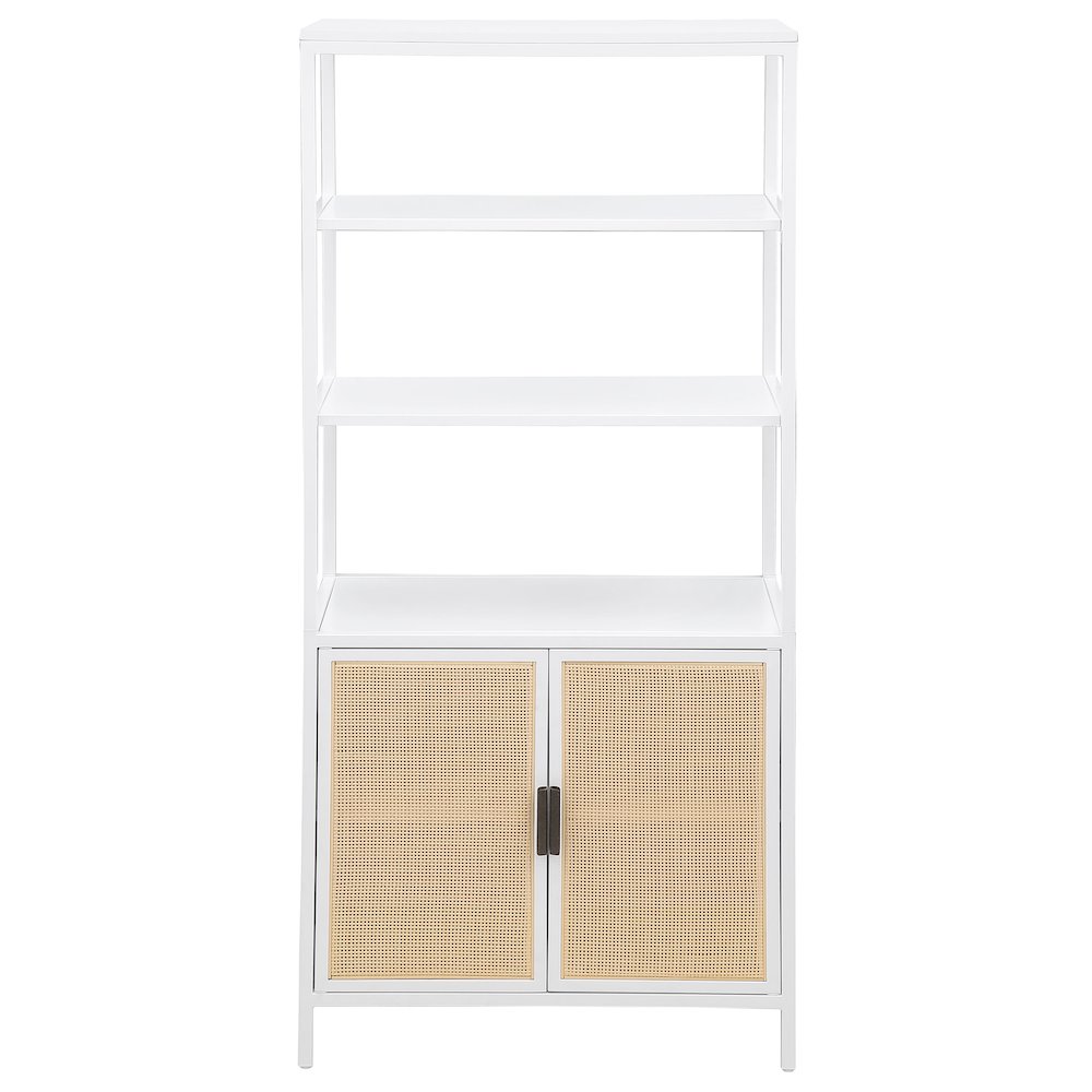 Amherst 3-shelf Radio Weave Cane Metal Accent Cabinet White. Picture 3