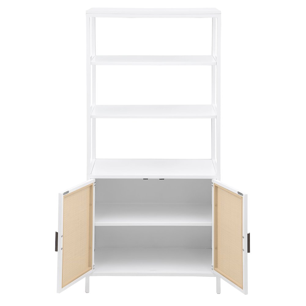 Amherst 3-shelf Radio Weave Cane Metal Accent Cabinet White. Picture 4