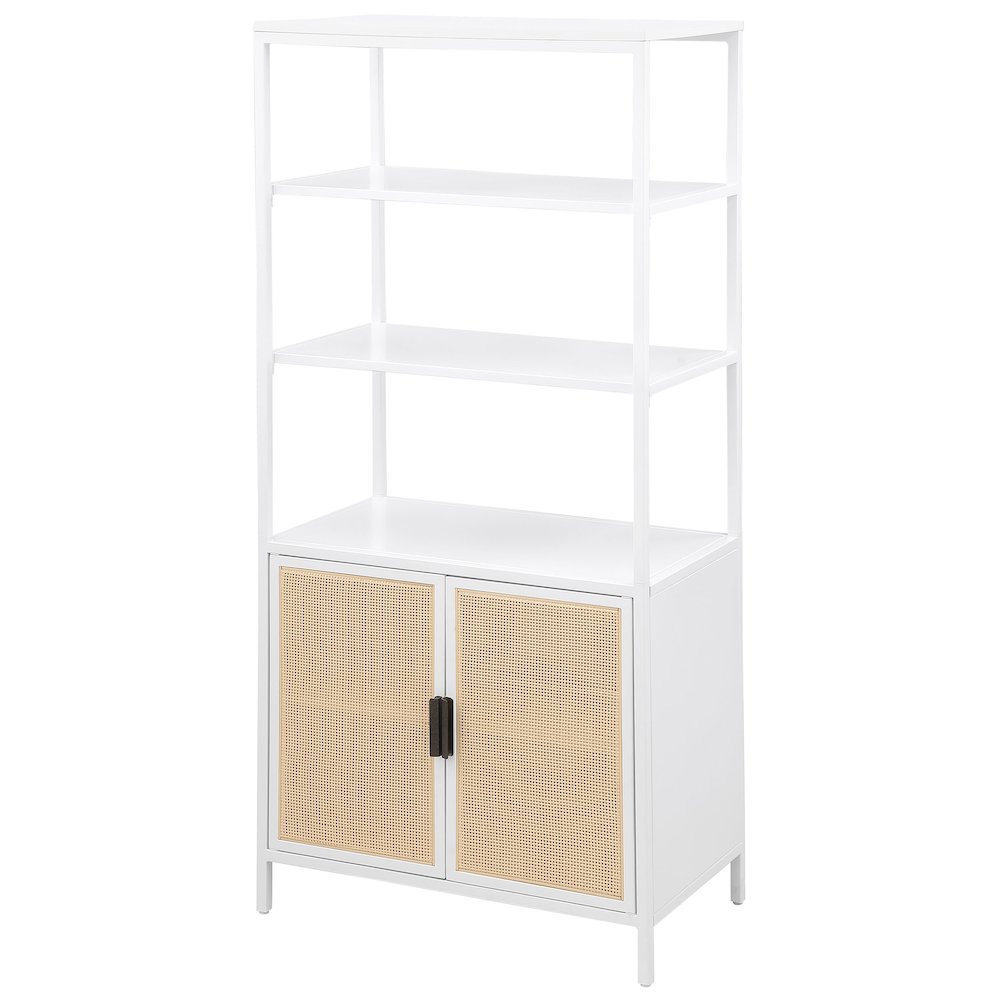 Amherst 3-shelf Radio Weave Cane Metal Accent Cabinet White. Picture 5