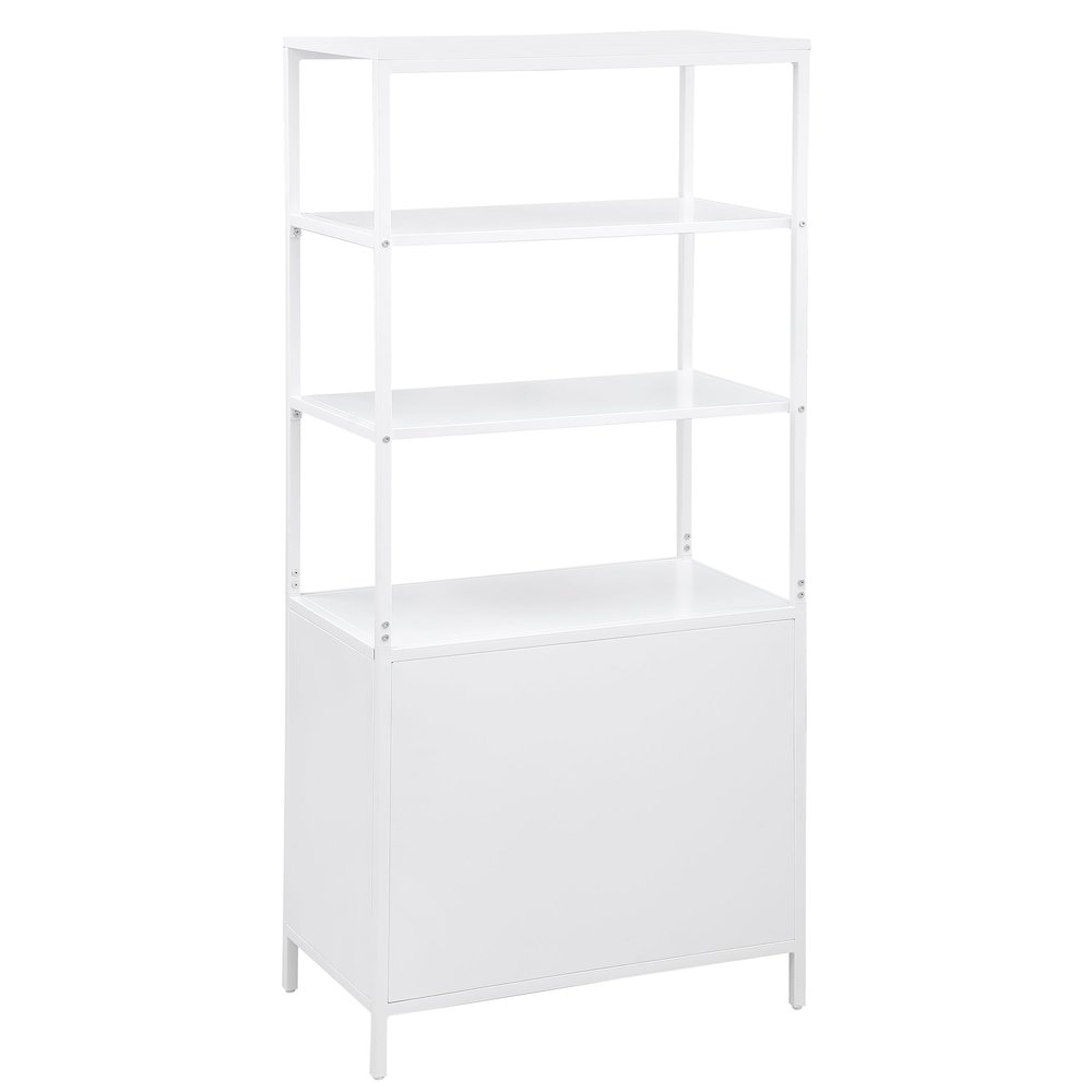 Amherst 3-shelf Radio Weave Cane Metal Accent Cabinet White. Picture 7