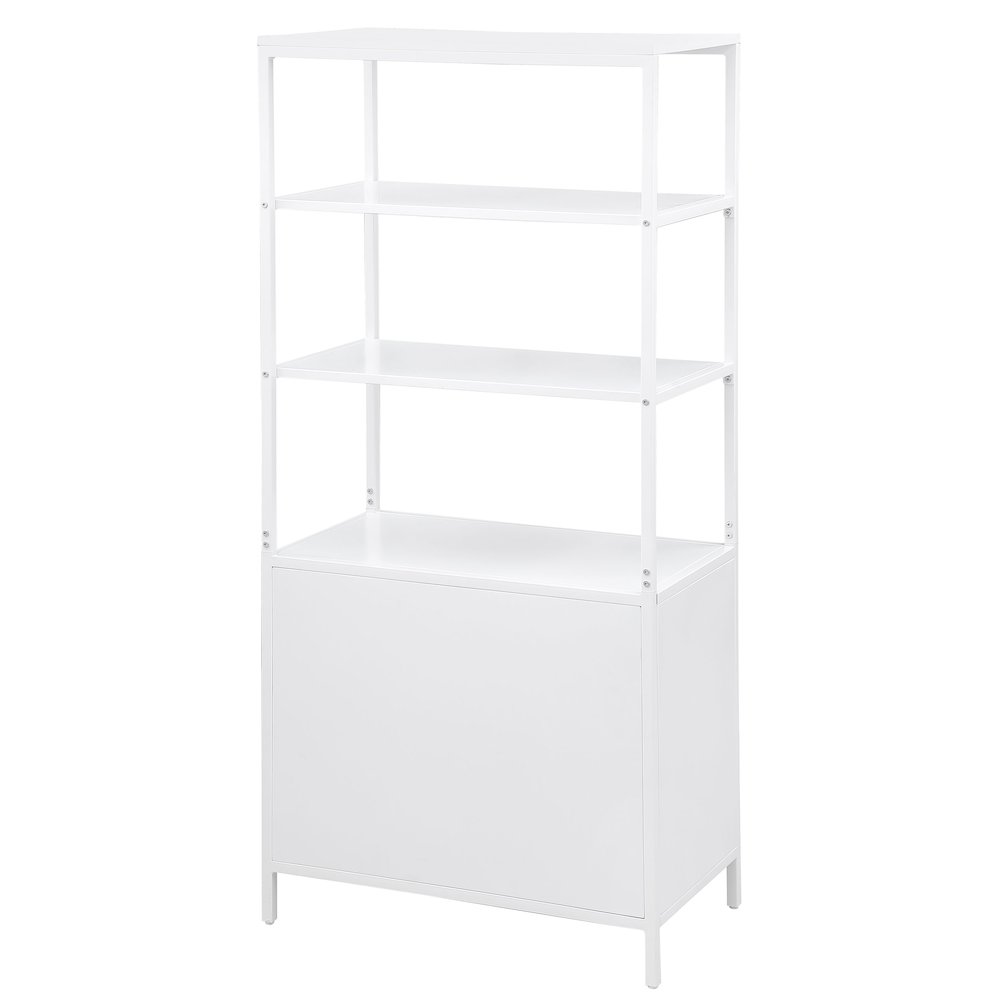 Amherst 3-shelf Radio Weave Cane Metal Accent Cabinet White. Picture 8