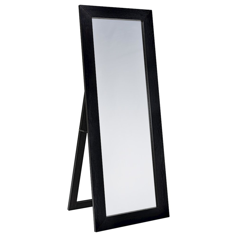 Cadence Tempered Glass Full Length Standing Mirror Black Oak. Picture 1